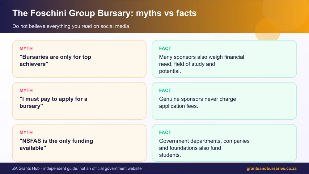 The Foschini Group Bursary myths vs facts infographic – the foschini group bursary South Africa 2026