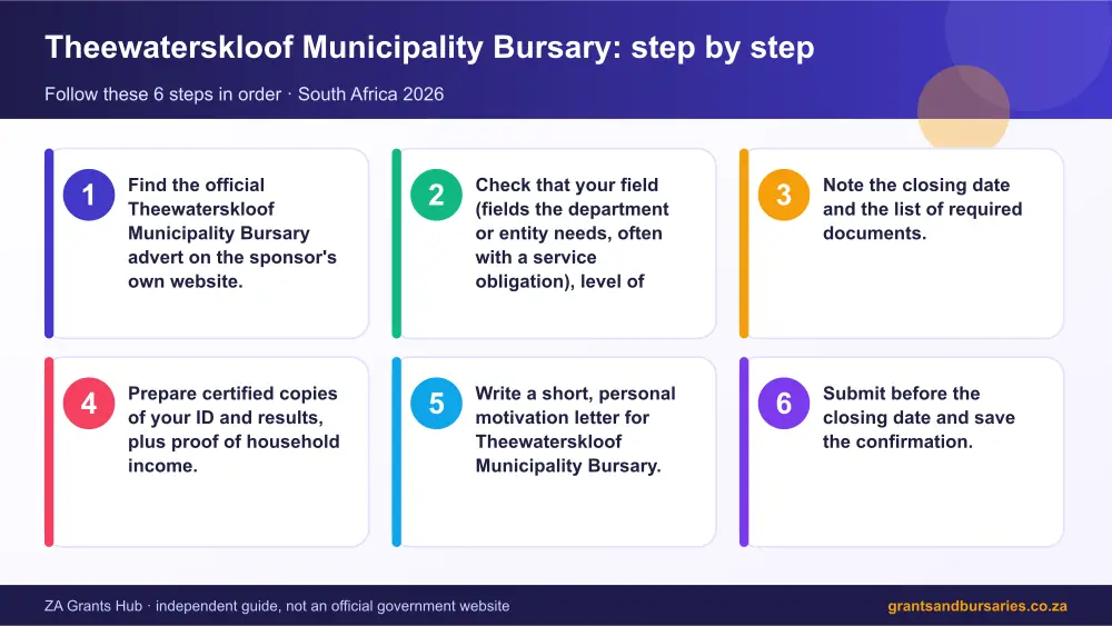 Theewaterskloof Municipality Bursary step by step guide infographic – theewaterskloof municipality bursary South Africa 2026
