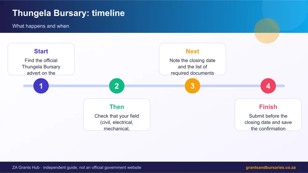 Thungela Bursary process timeline infographic – thungela bursary South Africa 2026