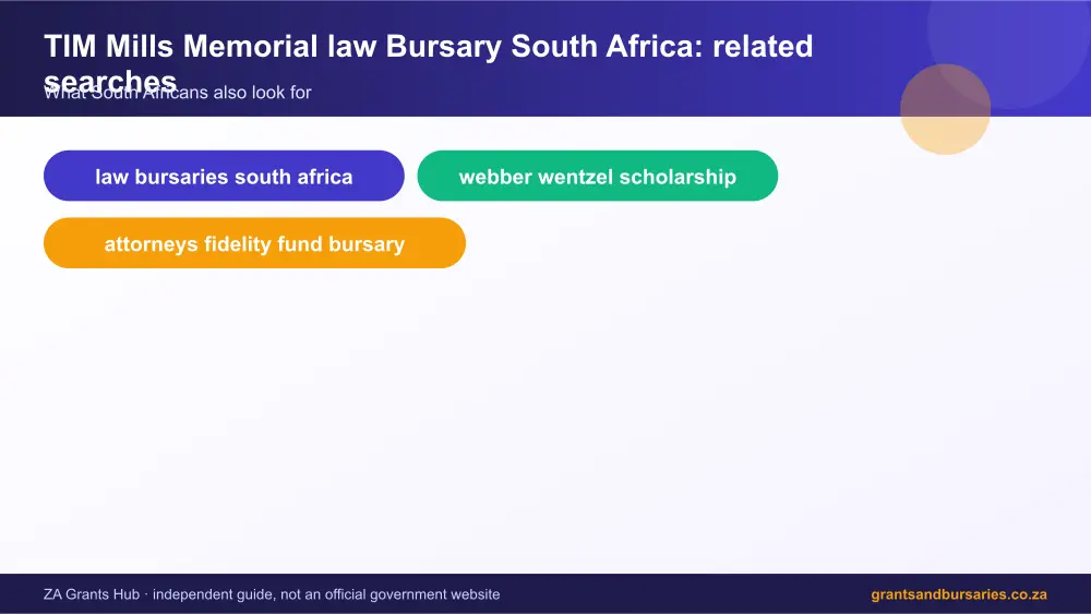TIM Mills Memorial law Bursary South Africa related topics map infographic – tim mills memorial law bursary South Africa 2026