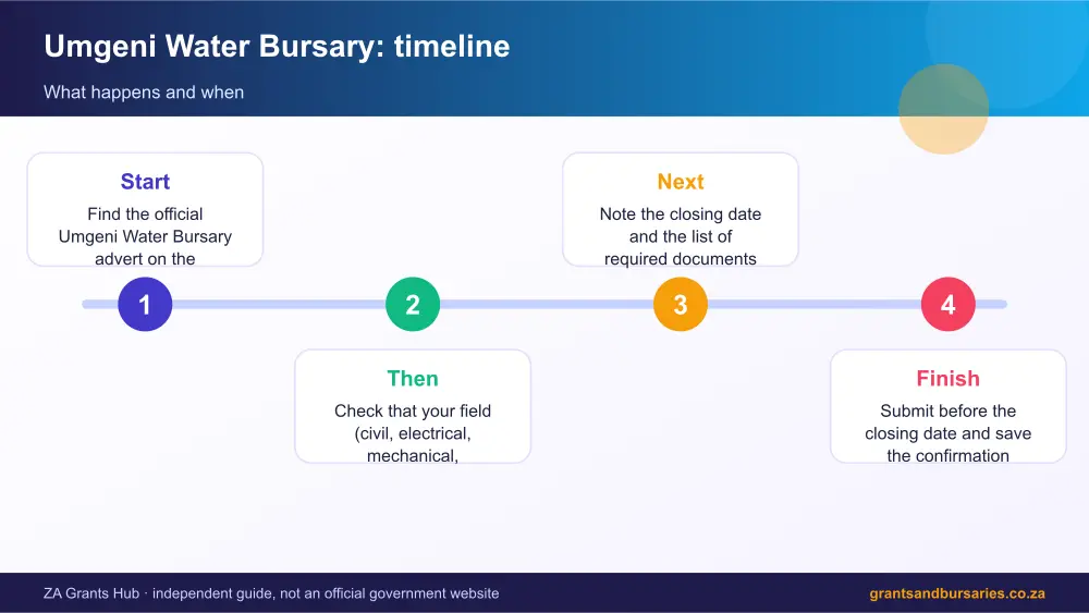 Umgeni Water Bursary process timeline infographic – umgeni water bursary South Africa 2026