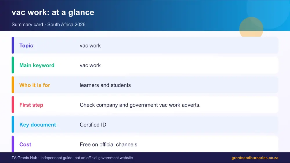 vac work at a glance summary infographic – vac work South Africa 2026