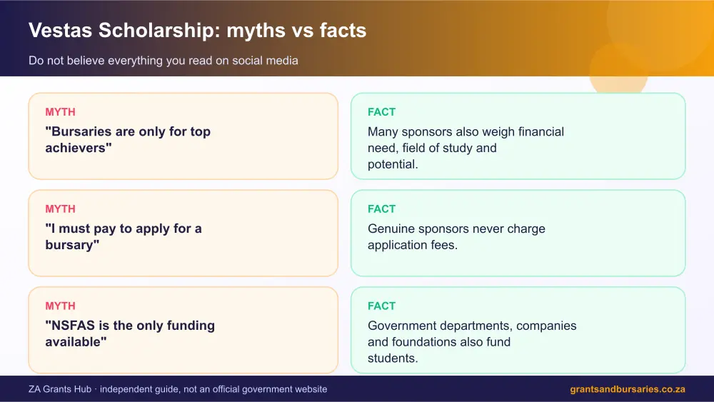 Vestas Scholarship myths vs facts infographic – vestas scholarship South Africa 2026