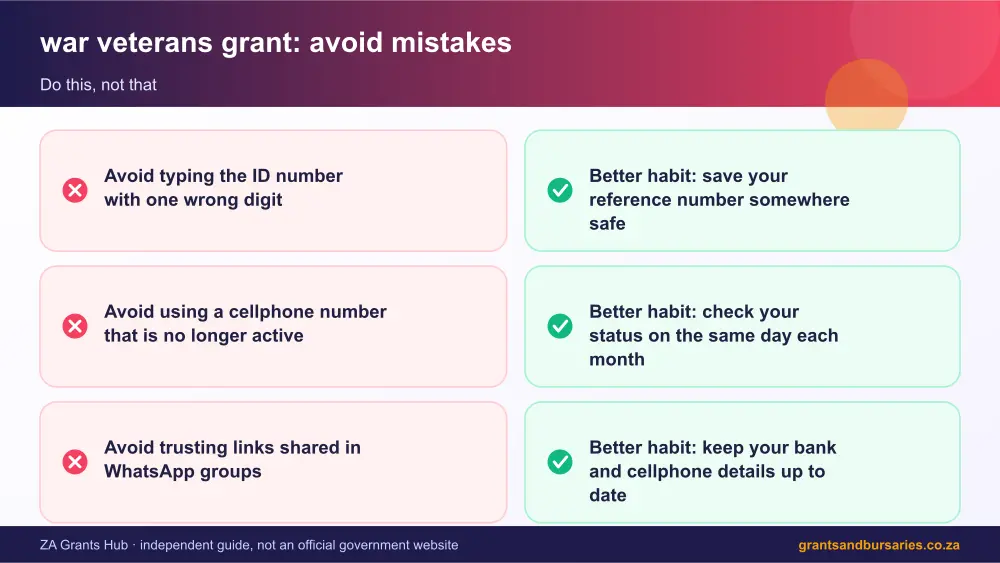 war veterans grant mistakes to avoid and tips infographic – war veterans grant South Africa 2026