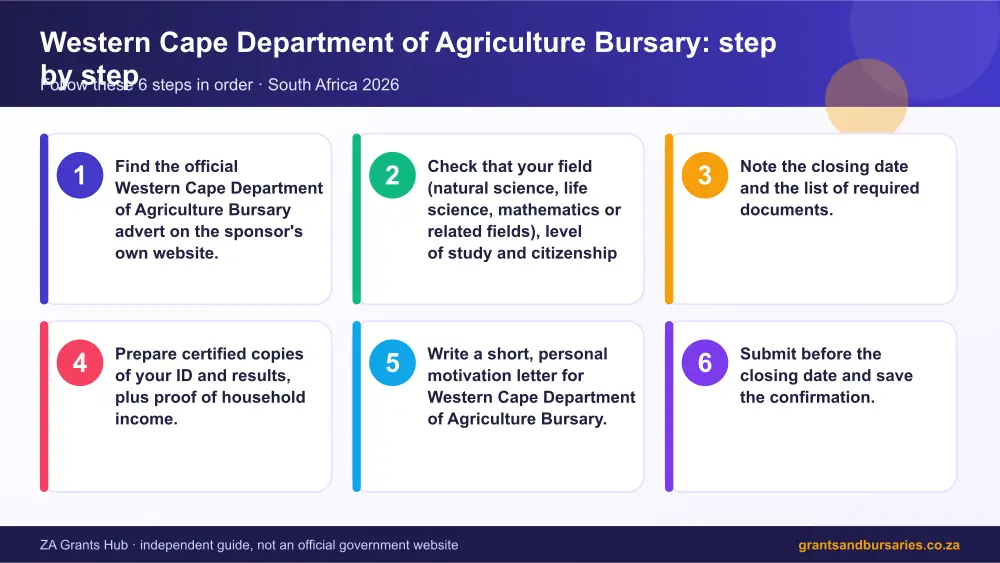Western Cape Department of Agriculture Bursary step by step guide infographic – western cape department of agriculture bursary South Africa 2026