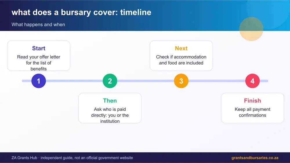 what does a bursary cover process timeline infographic – what does a bursary cover South Africa 2026