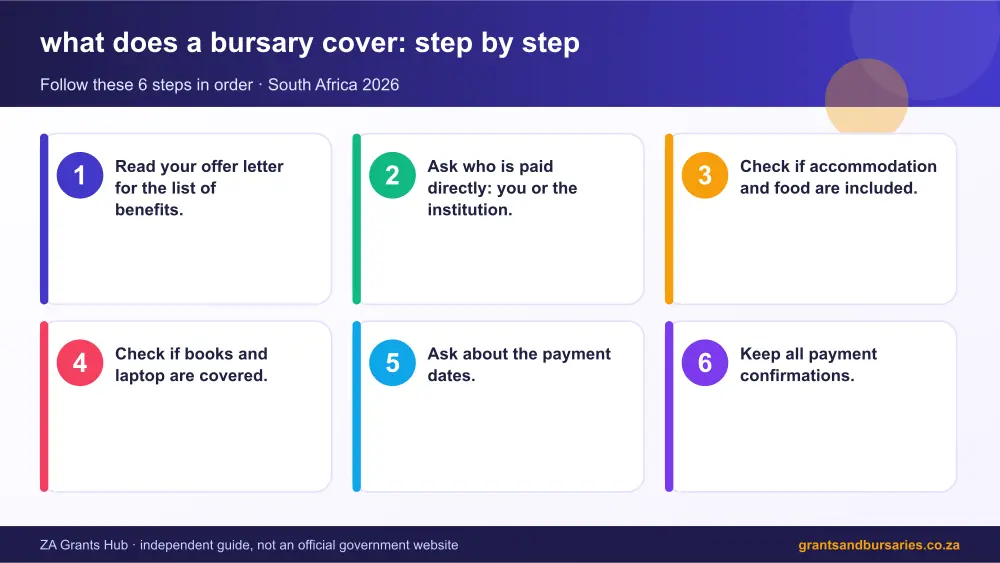 what does a bursary cover step by step guide infographic – what does a bursary cover South Africa 2026
